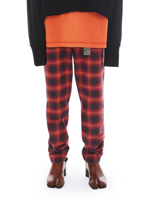 front of coral pants made from upcycled fabric