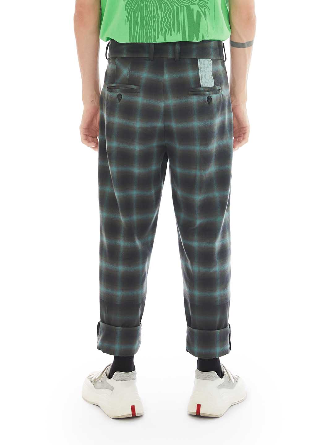 back of green mint pants made from upcycled fabric