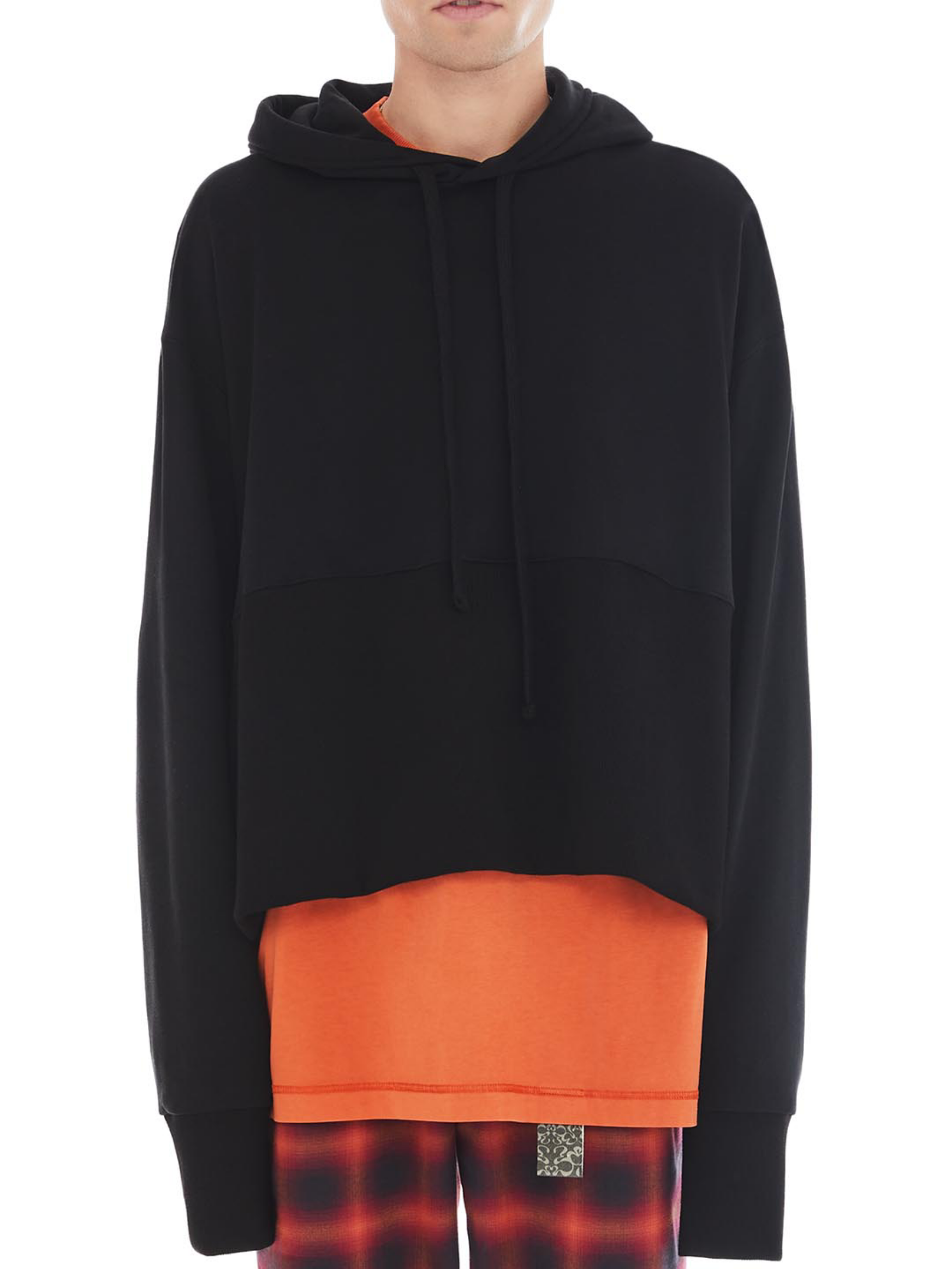 front of black poncho with maxi slit on the side