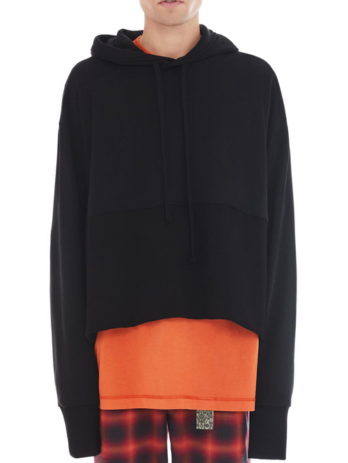 front of black poncho with maxi slit on the side