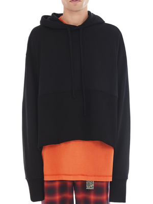 front of black poncho with maxi slit on the side