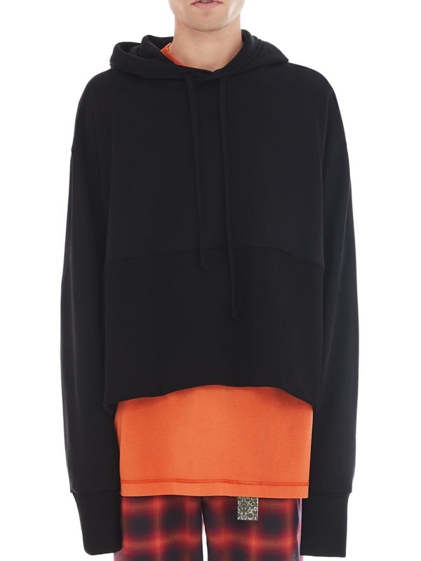 front of black poncho with maxi slit on the side