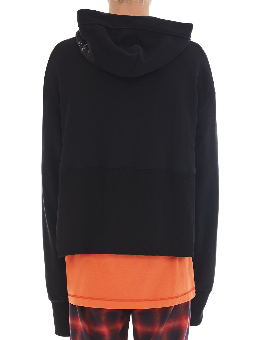 back of black poncho with maxi slit on the side